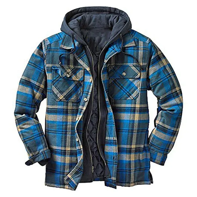 Men's Winter Parka Jacket Cotton Hooded Shirt Jacket