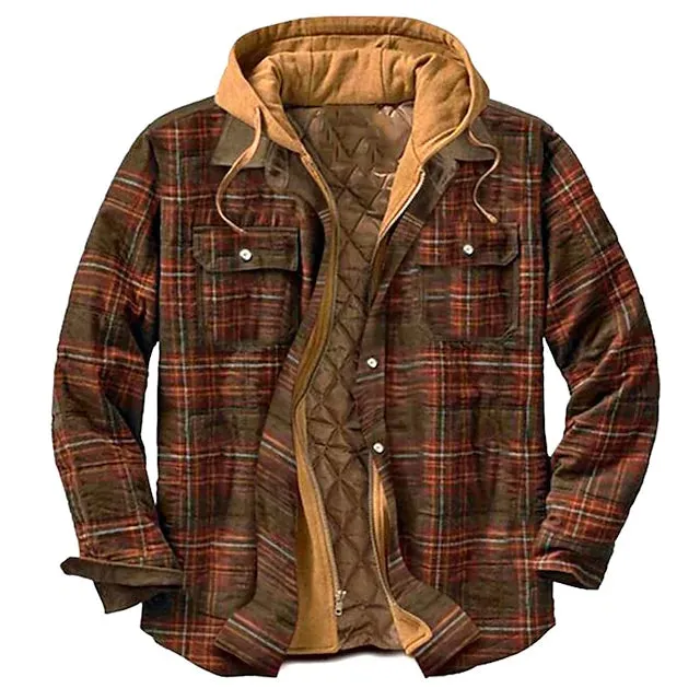 Men's Winter Parka Jacket Cotton Hooded Shirt Jacket