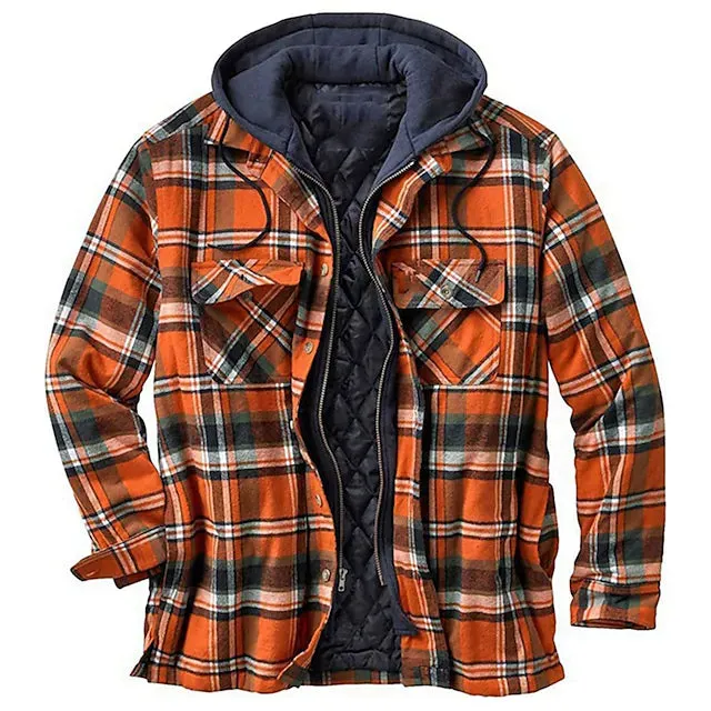 Men's Winter Parka Jacket Cotton Hooded Shirt Jacket