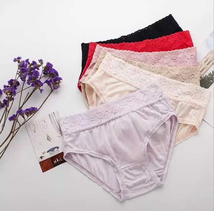 Mulberry Silk Lace Panties 5 PACK