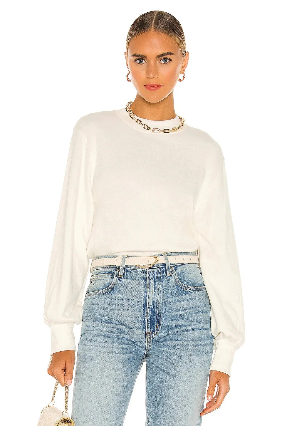 Nation LTD - Suky Mock Neck Sweatshirt in Off White