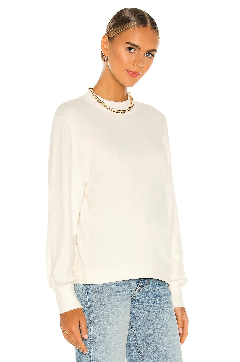 Nation LTD - Suky Mock Neck Sweatshirt in Off White