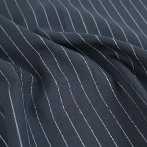 Navy Chalk-stripe Suiting Fabric 2247