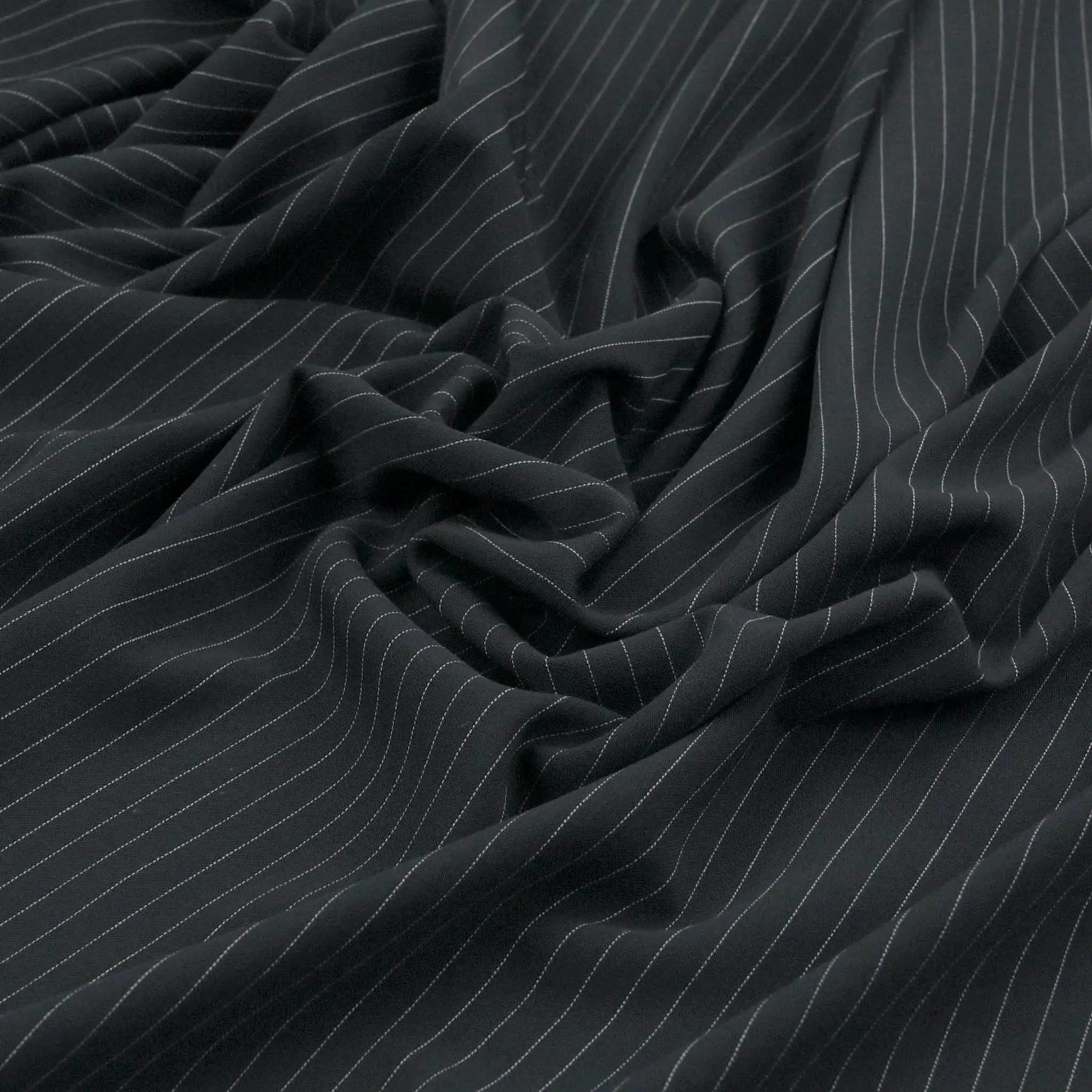 Navy Pinstripe Suiting Fabric 98641