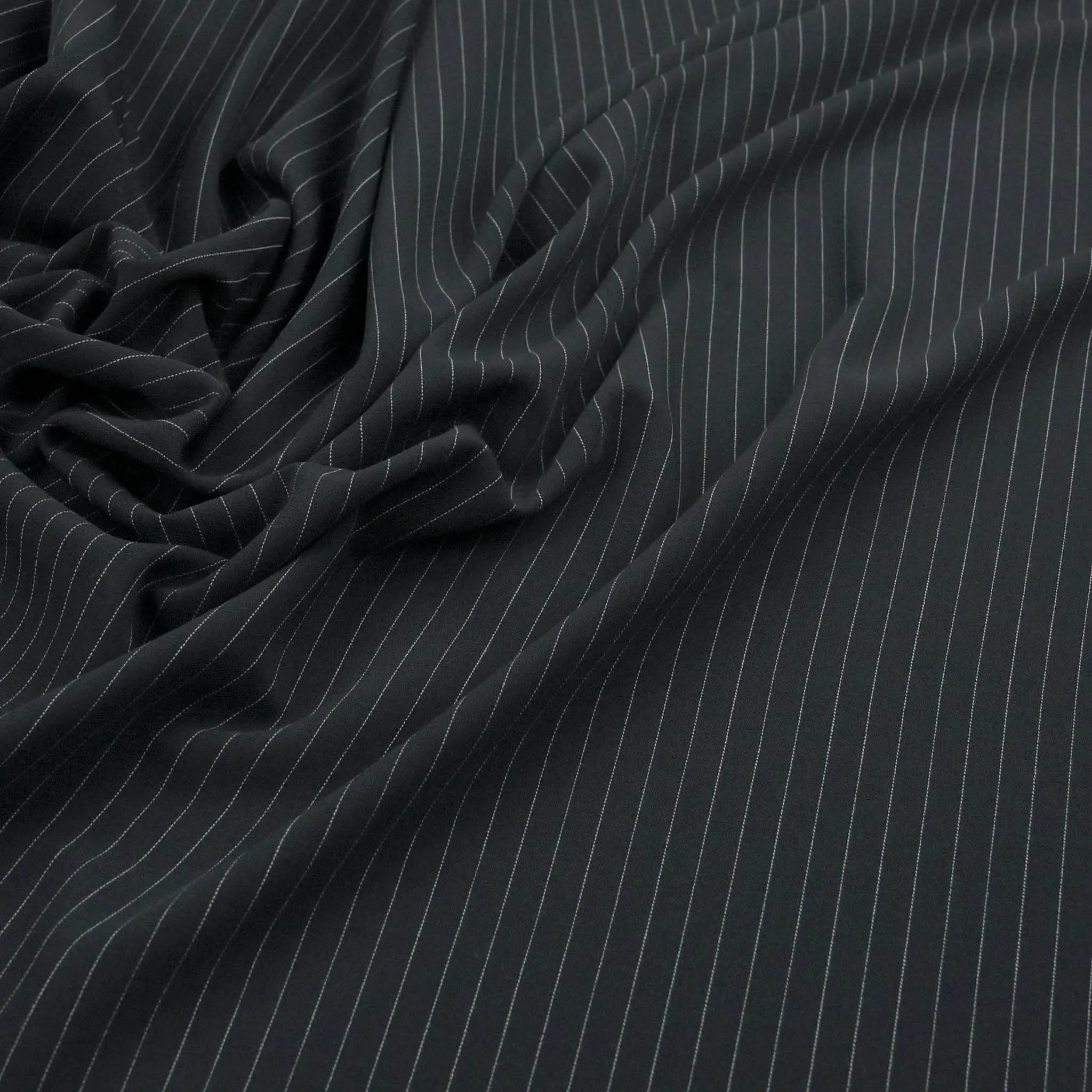 Navy Pinstripe Suiting Fabric 98641