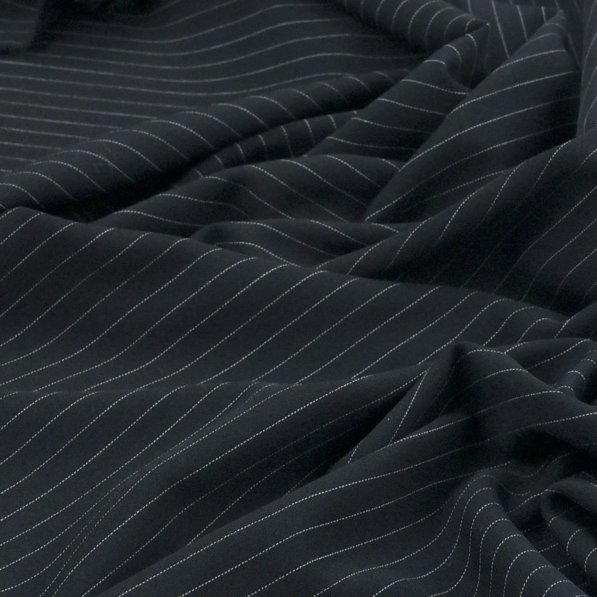 Navy Pinstripe Suiting Fabric 98641