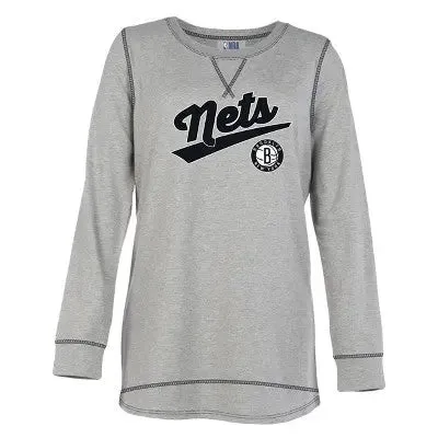 NBA Brooklyn Nets Women's Gray Long Sleeve Team Slugger Crew Neck T-Shirt - S