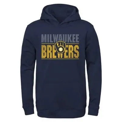 New - MLB Milwaukee Brewers Boys' Poly Hooded Sweatshirt - XS