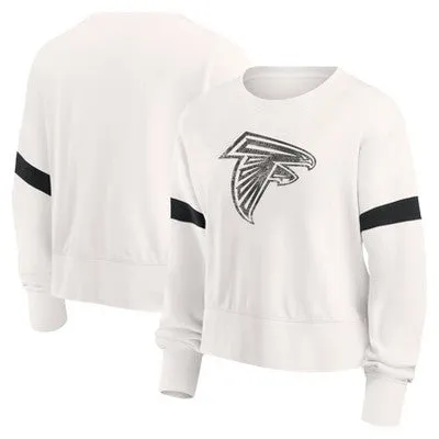 New - NFL Atlanta Falcons Women's Primary Antique Long Sleeve Crew Fleece Sweartshirt - XXL