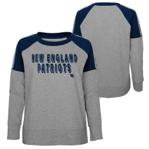 New - NFL New England Patriots Girls' Long Sleeve Crew Fleece Sweatshirt - L