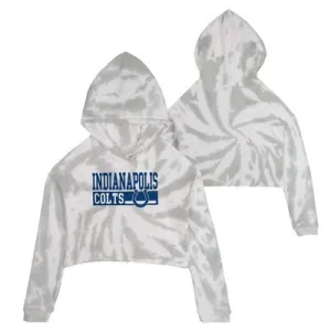 NFL Indianapolis Colts Girls' Gray Tie-Dye Crop Hooded Sweatshirt - L