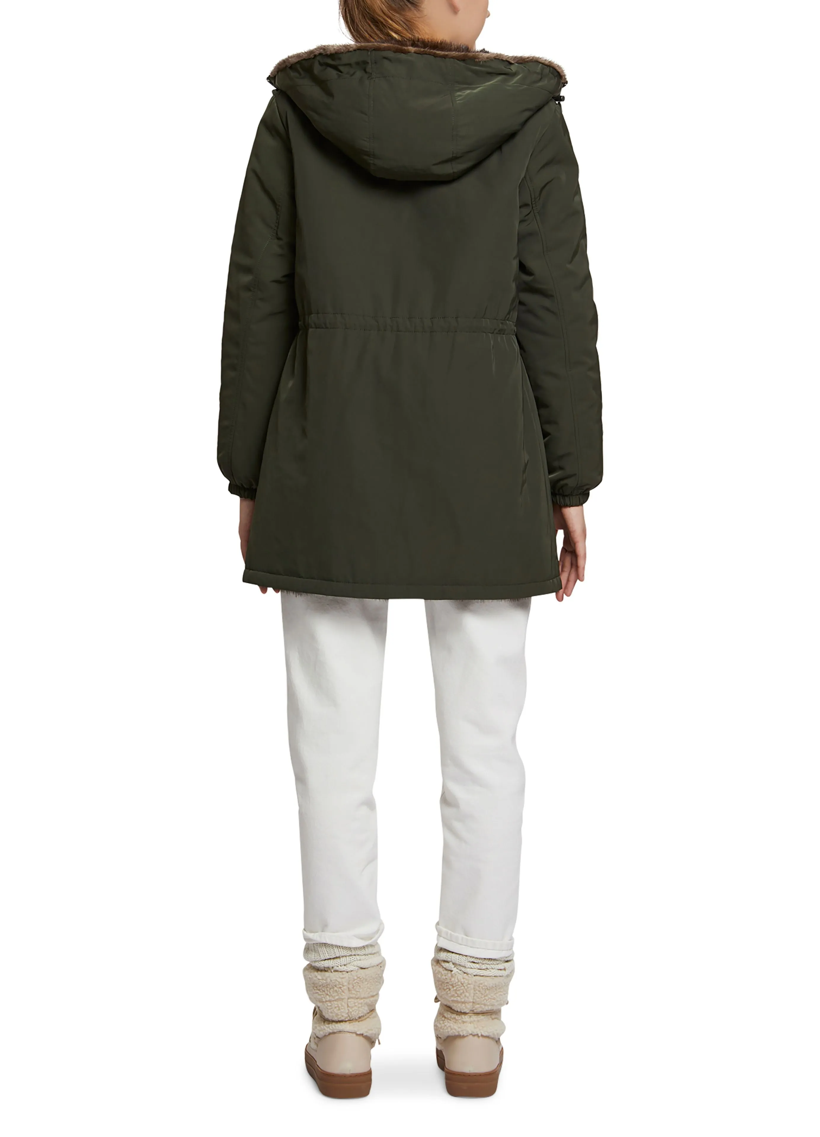 Parka longue réversible en tissu et vison