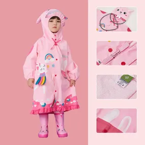 Pink Bow & Frills Rabbit Kids Raincoat