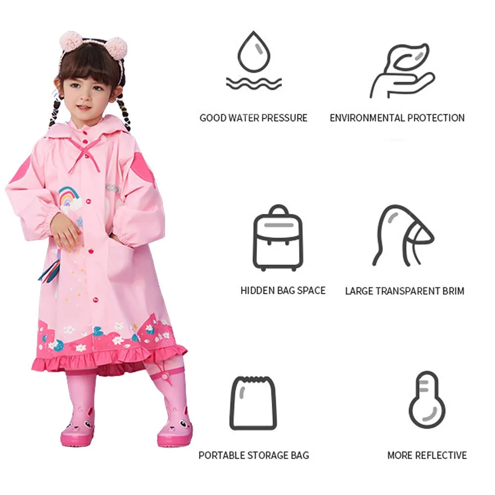 Pink Bow & Frills Rabbit Kids Raincoat