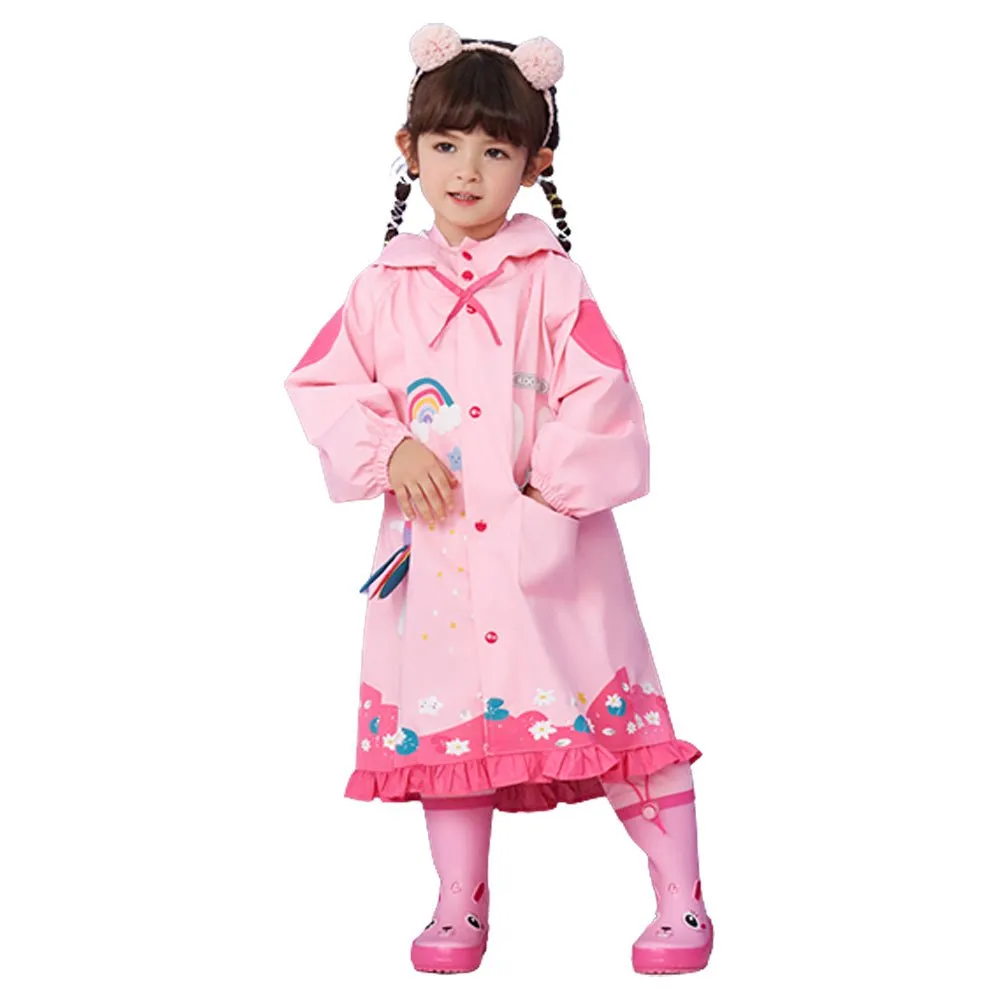 Pink Bow & Frills Rabbit Kids Raincoat