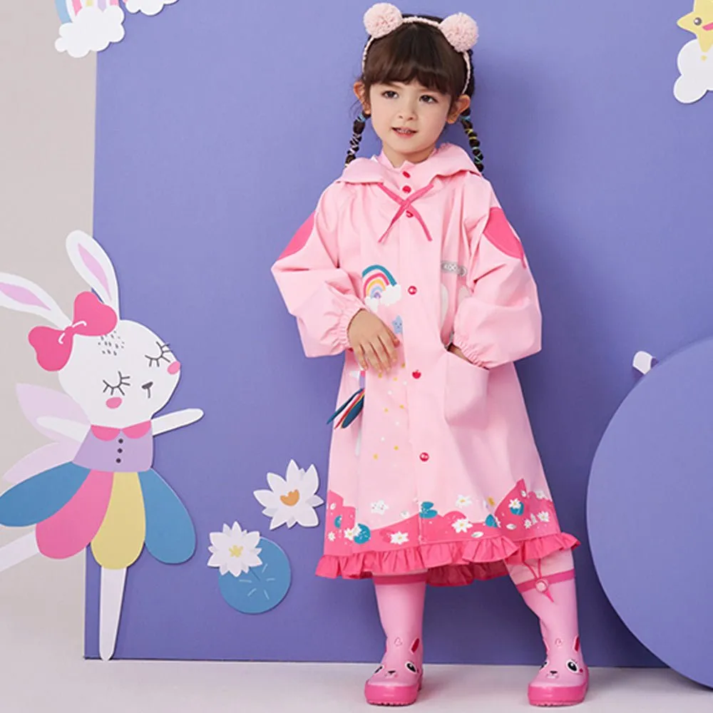 Pink Bow & Frills Rabbit Kids Raincoat