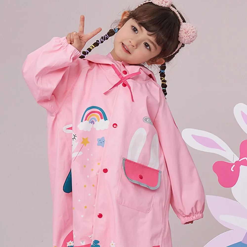 Pink Bow & Frills Rabbit Kids Raincoat