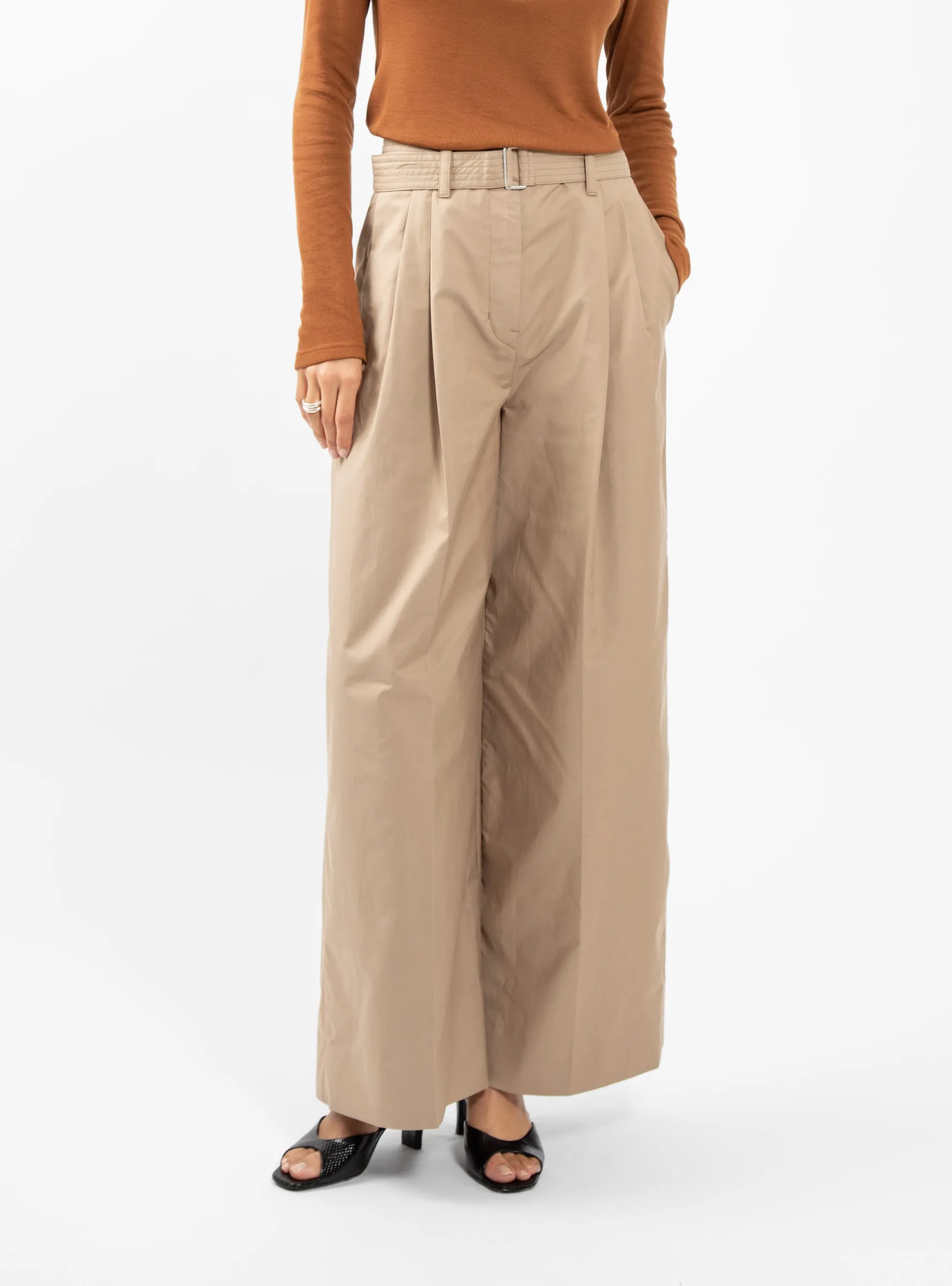 Pliza Wide Pleated Trousers Sand