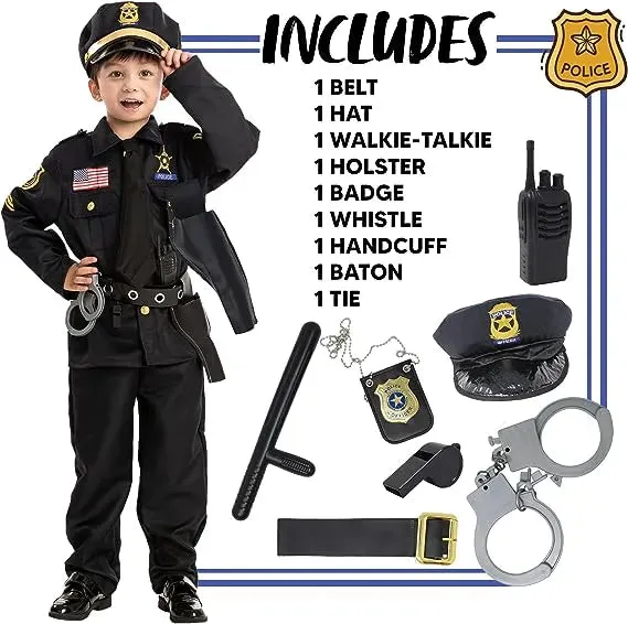 Police Costume for Kids, Cop Costume Outfit Set