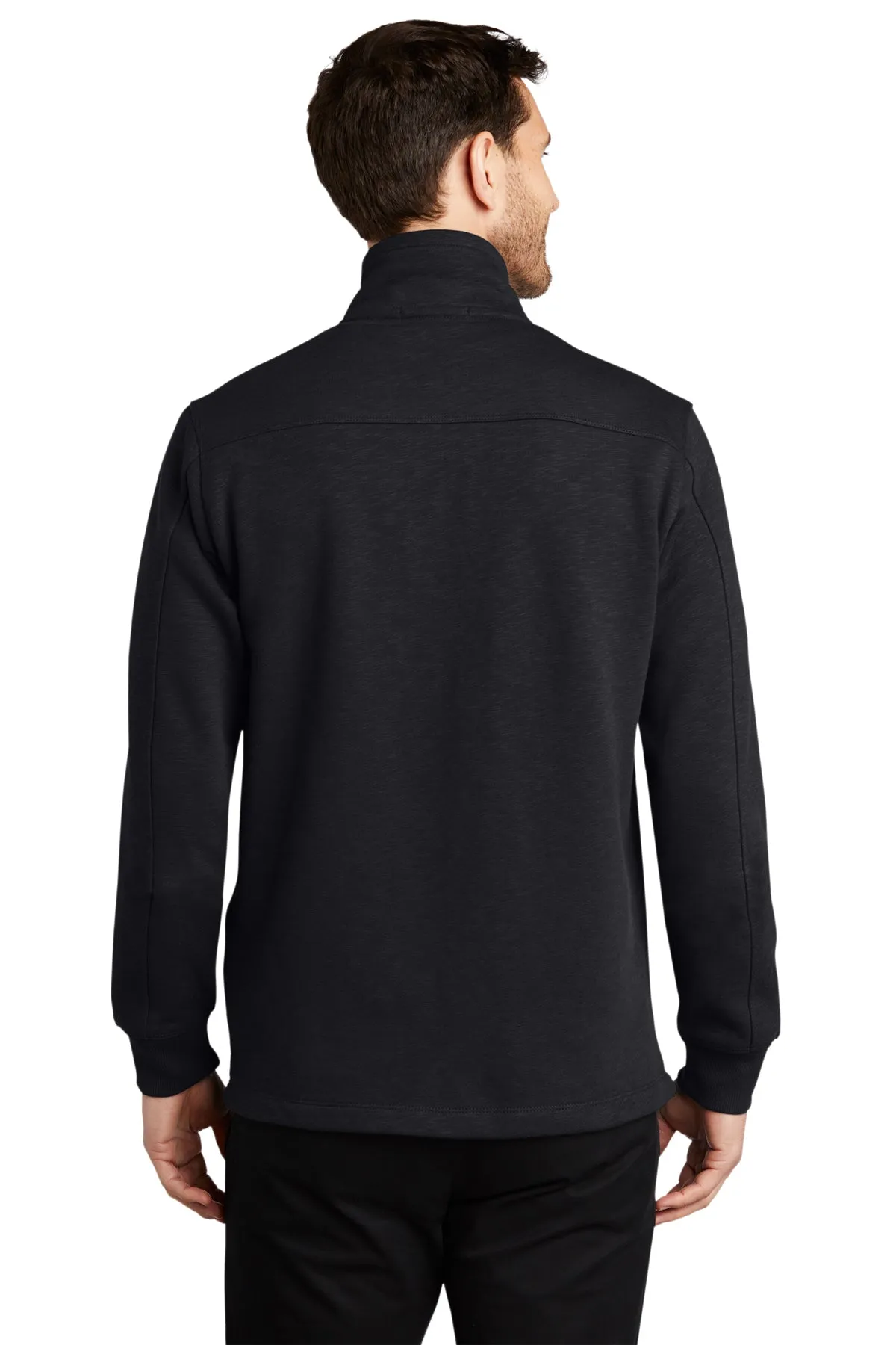 Port Authority Slub Fleece 1/4-Zip Branded Pullovers, Black