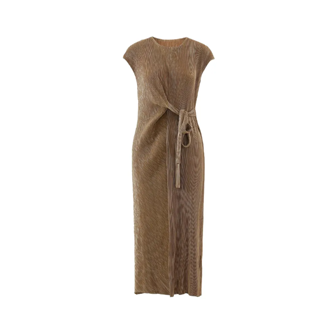 Pre Order:  Metallic Slim Fit Pleated Dress