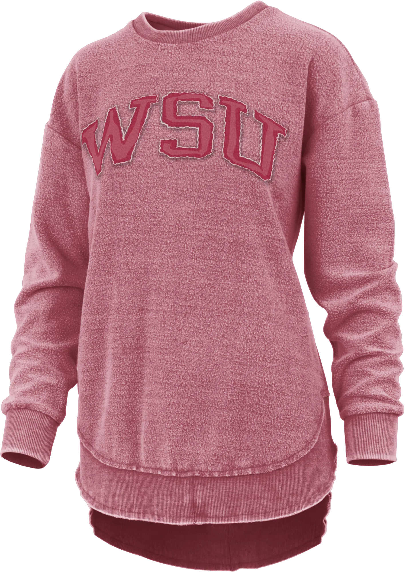 Pressbox Washington State Long Sleeve Crew-Neck Rounded Bottom Vintage Reversed Fleece