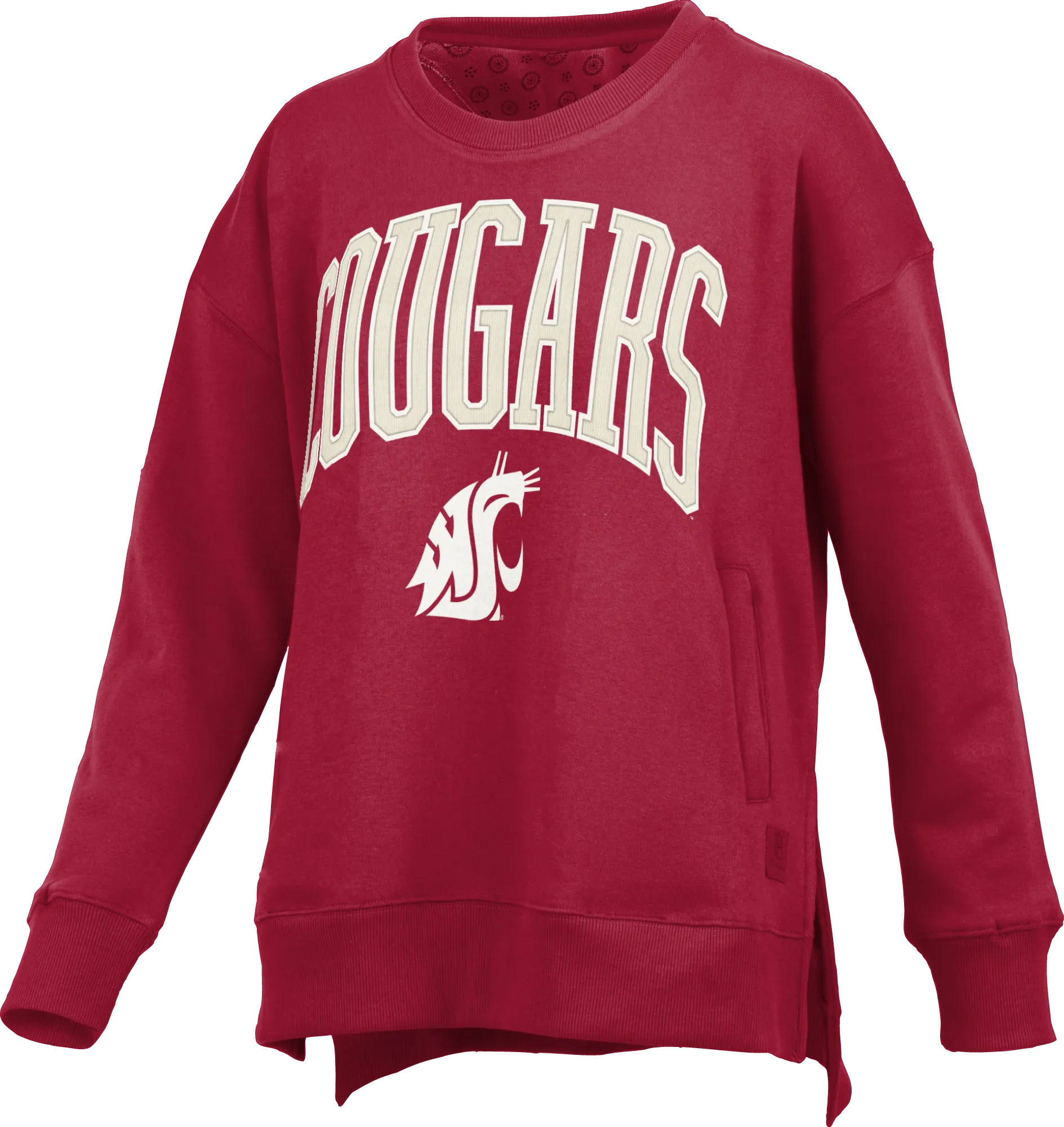 Pressbox Washington State Long Sleeve Crew-Neck Side Pocket HiLo fleece