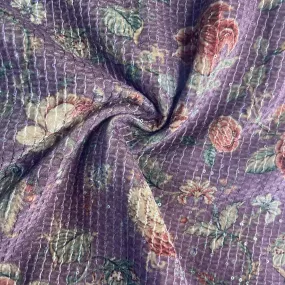 Purple Floral Print Velvet Fabric 20320