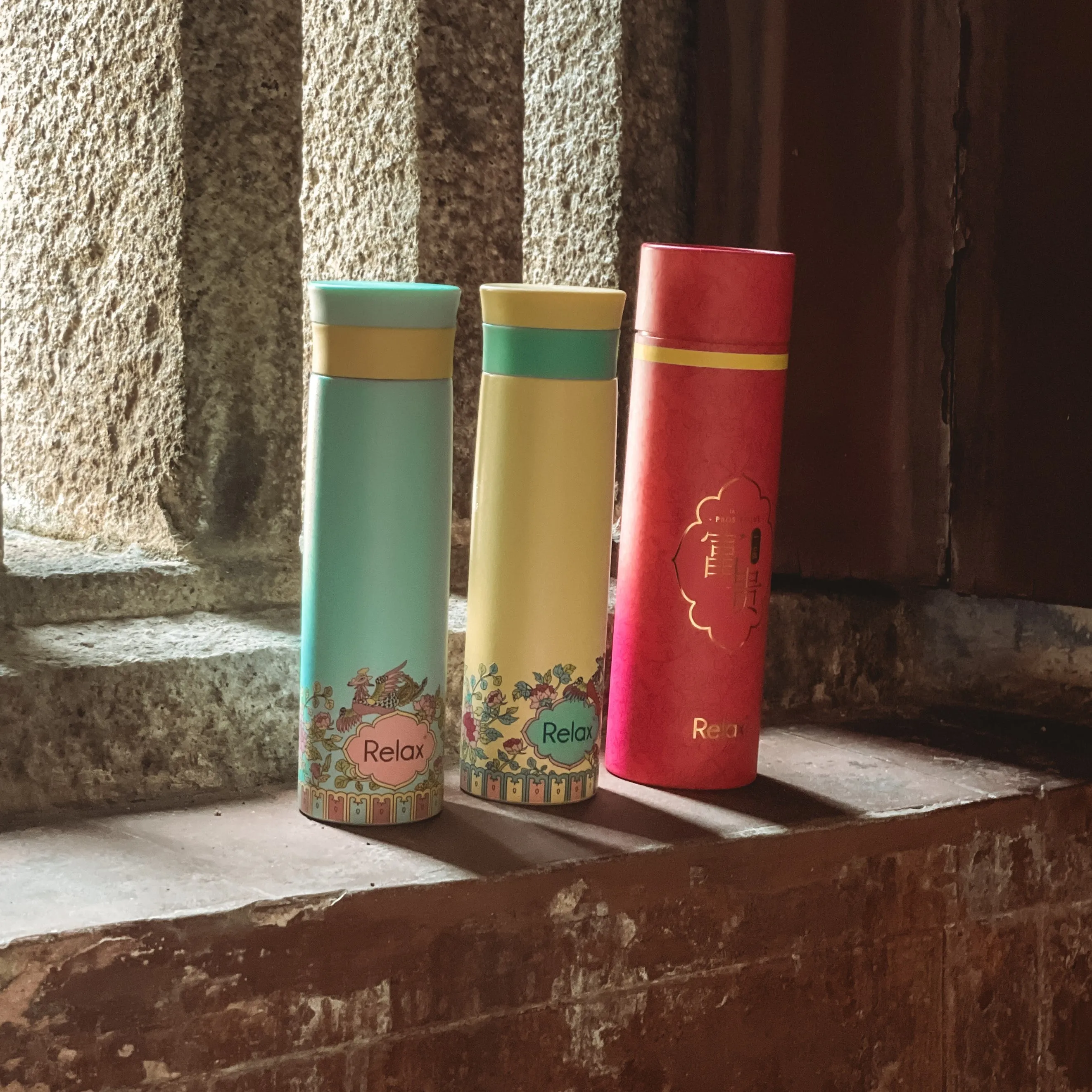 RELAX 500ML TALES OF NYONYA THERMAL FLASK - CYAN PHEONIX