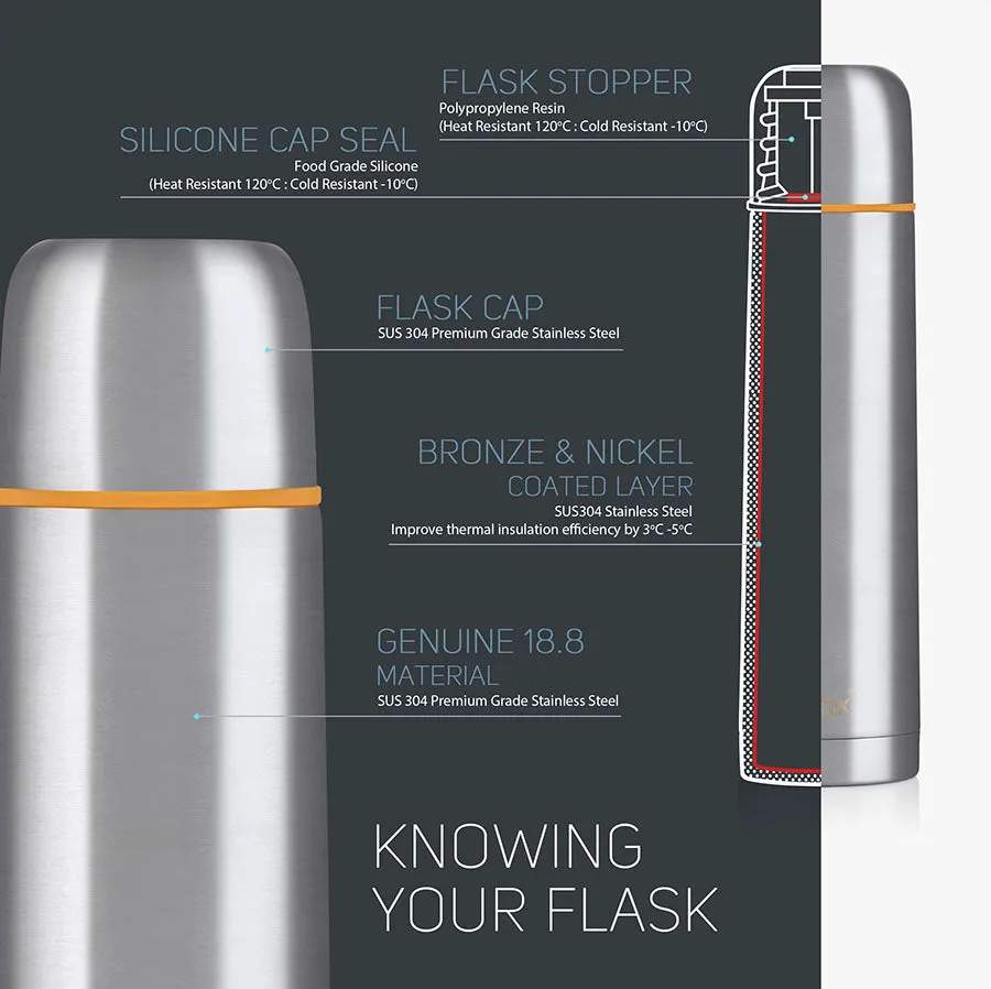 RELAX 750ML UTILITAIRE STAINLESS STEEL THERMAL FLASK - ORANGE