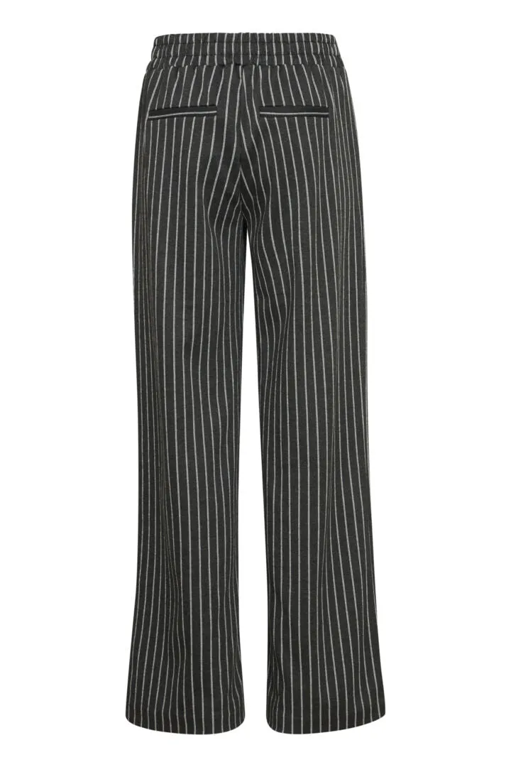 Rizetta Stripe Pants - Dark Grey Melange