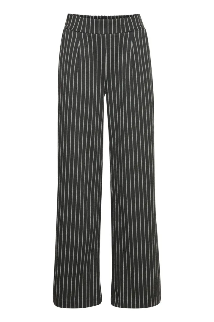 Rizetta Stripe Pants - Dark Grey Melange