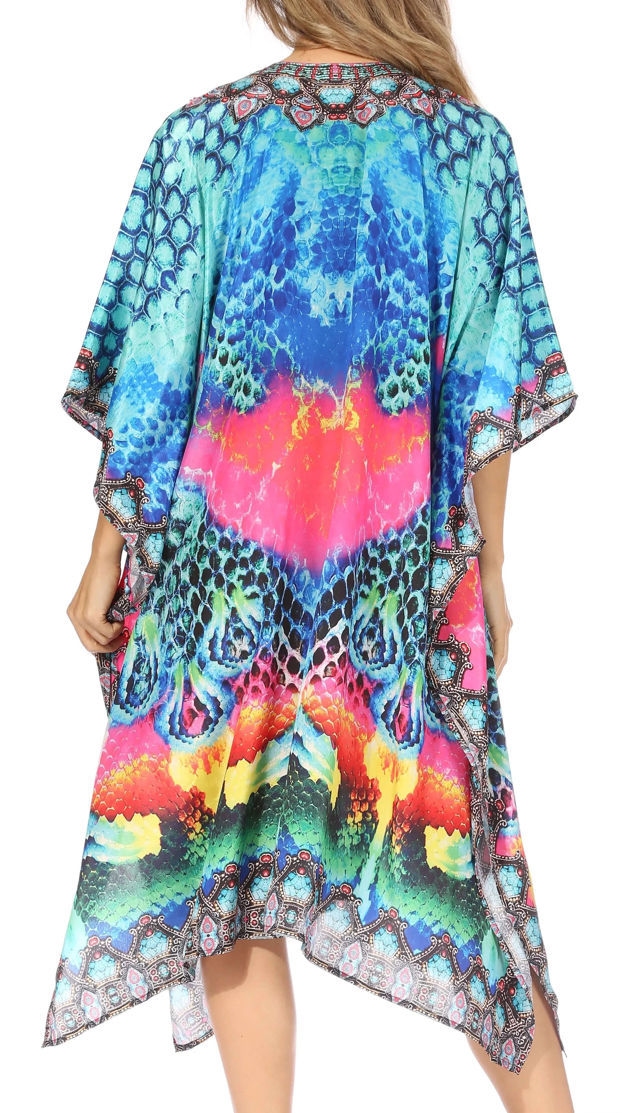 Sakkas Kristy Long Tall Lightweight Caftan Dress / Cover Up With V-Neck Jewels