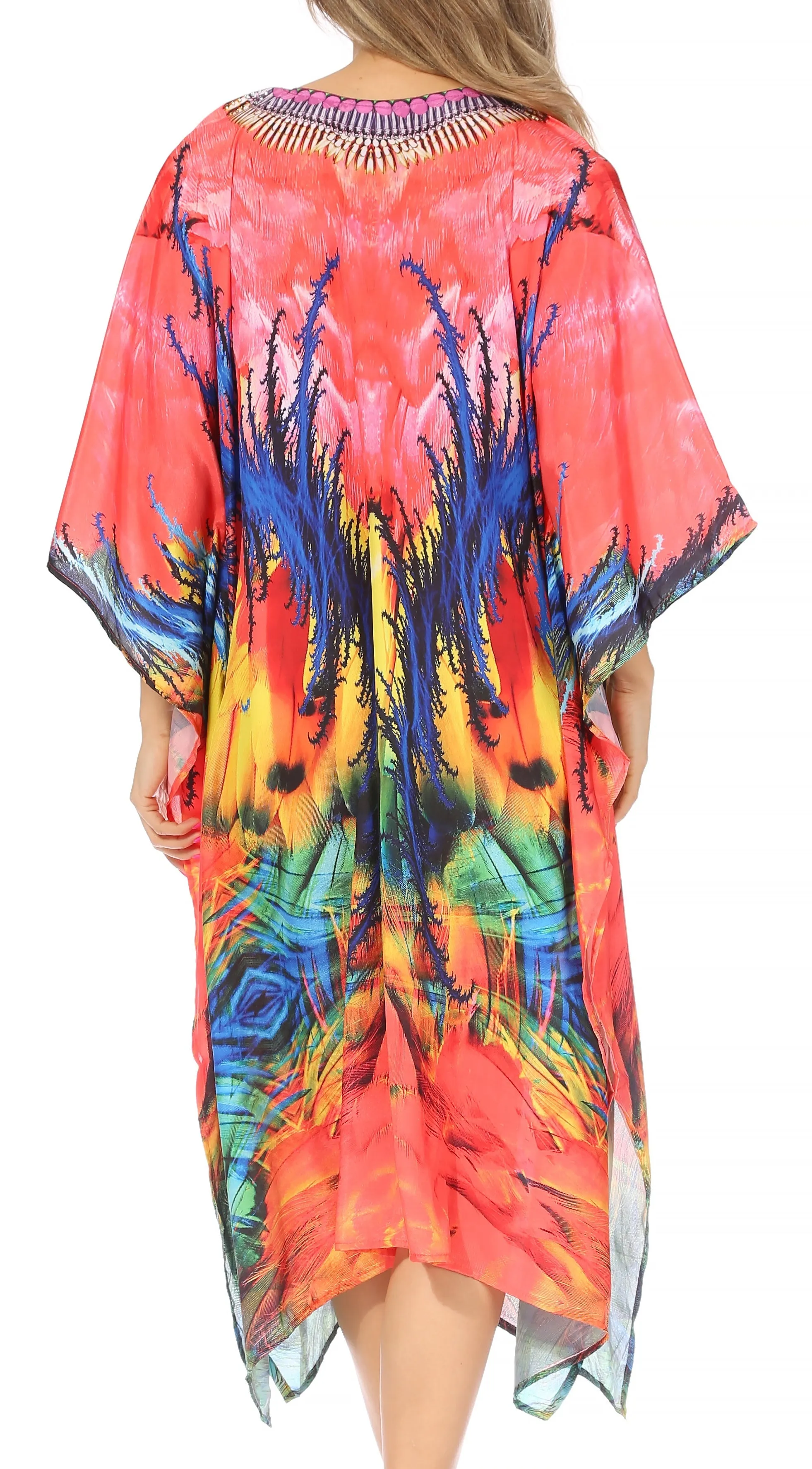 Sakkas Kristy Long Tall Lightweight Caftan Dress / Cover Up With V-Neck Jewels