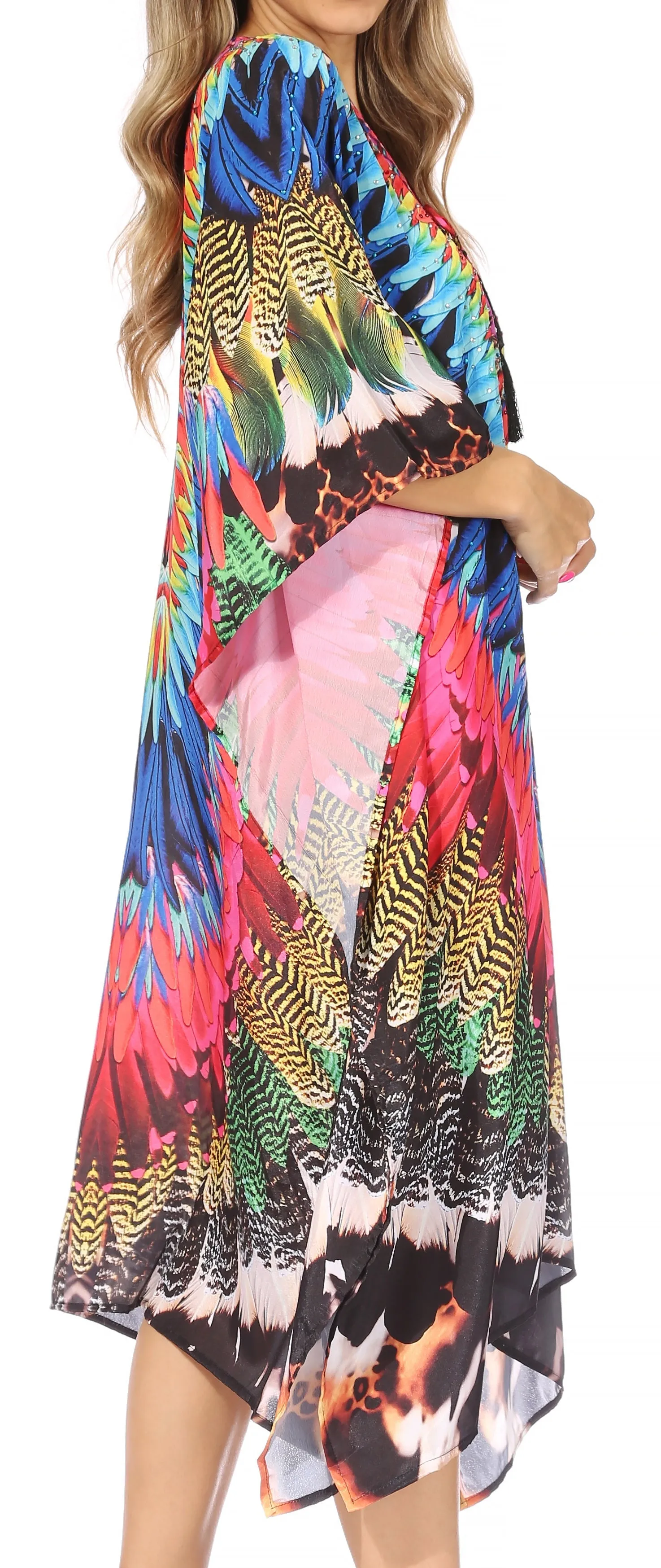 Sakkas Kristy Long Tall Lightweight Caftan Dress / Cover Up With V-Neck Jewels