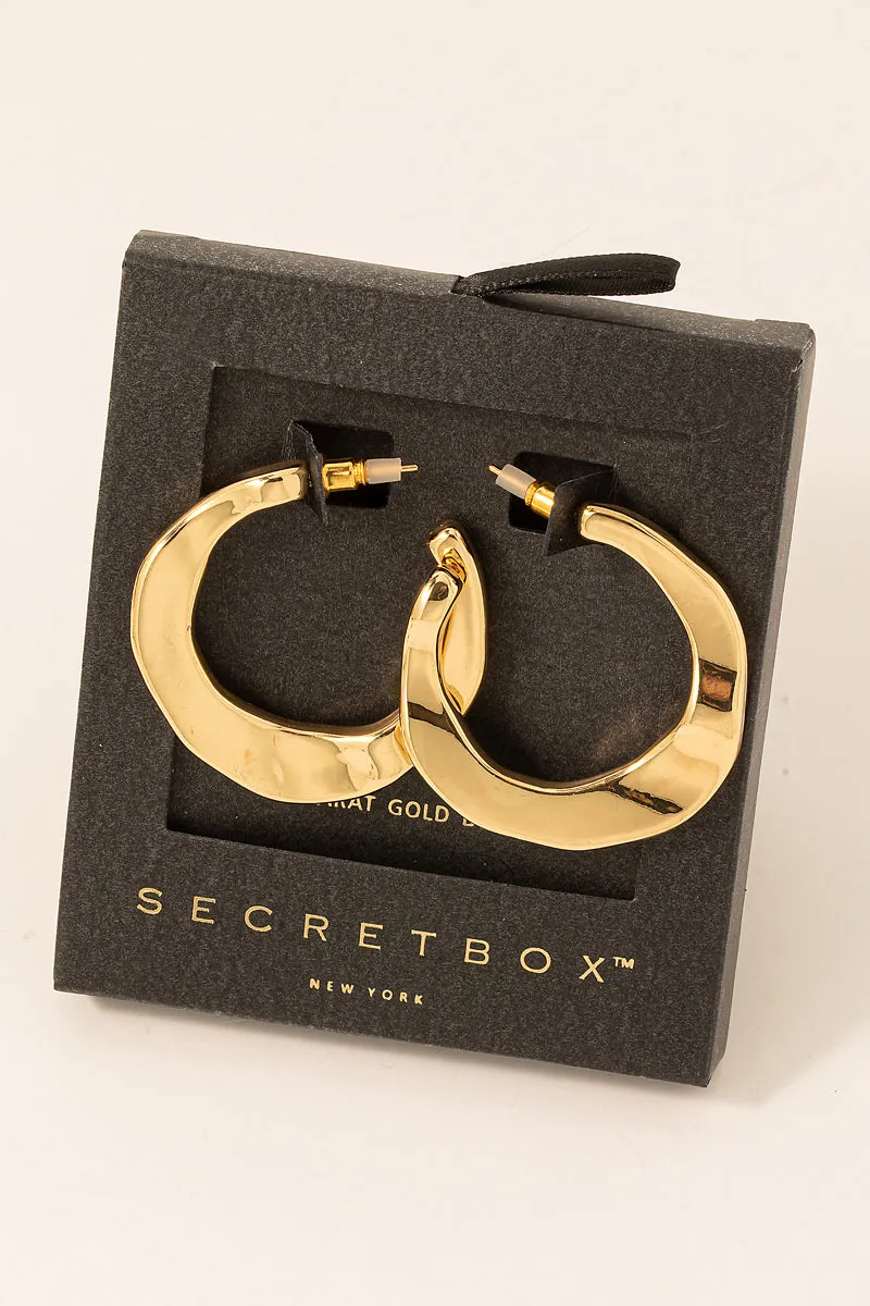 Secret Box Gold Dipped Warped Hoop Earring