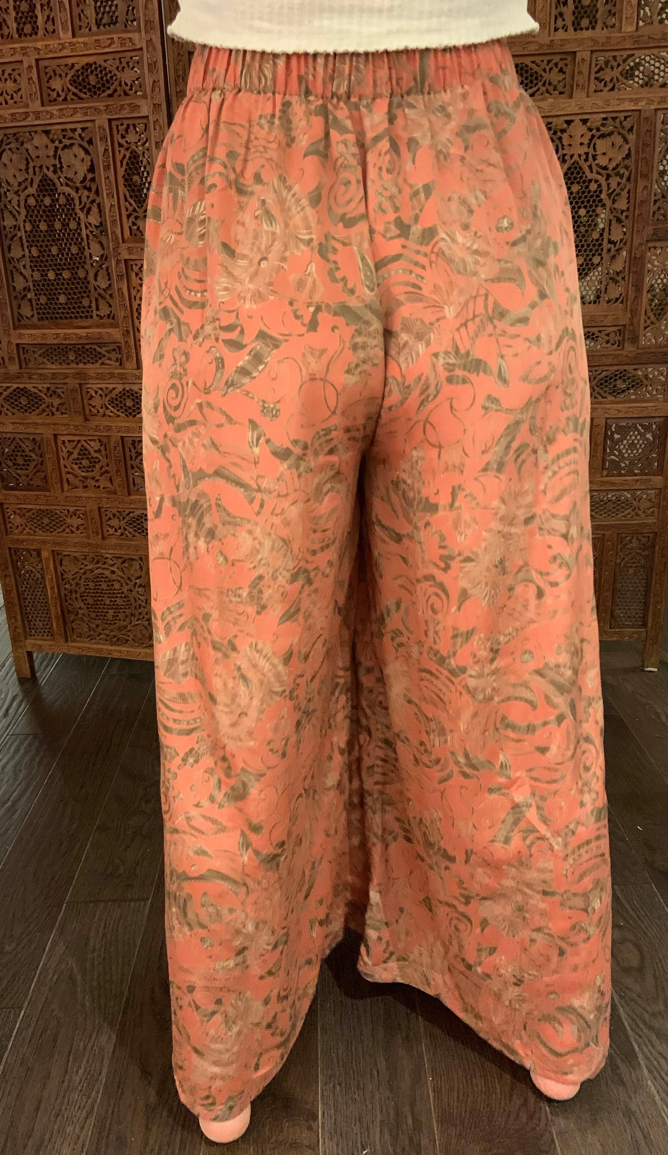 Silk Wide Leg Pant - Australian Coral