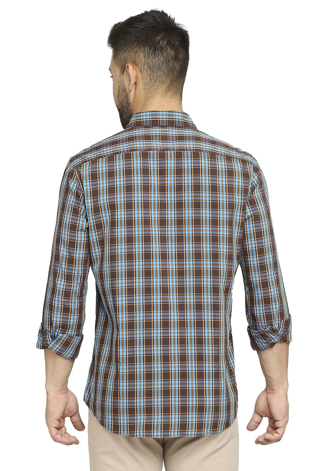 Slim Fit Cotton Polyester Checks Shirt