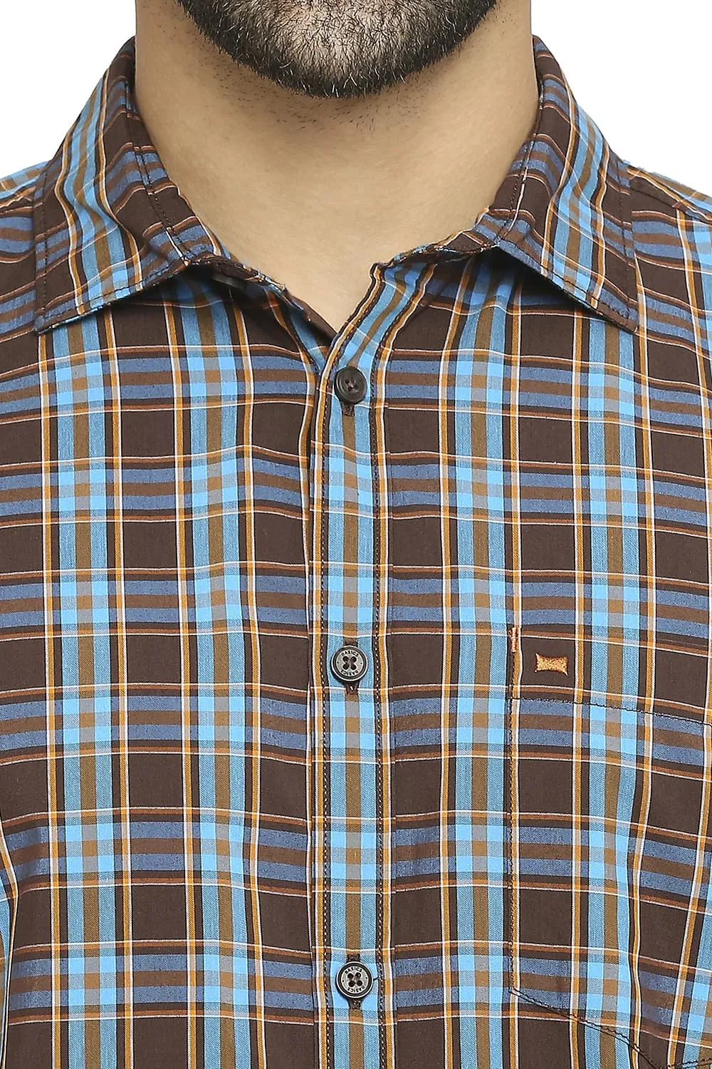 Slim Fit Cotton Polyester Checks Shirt