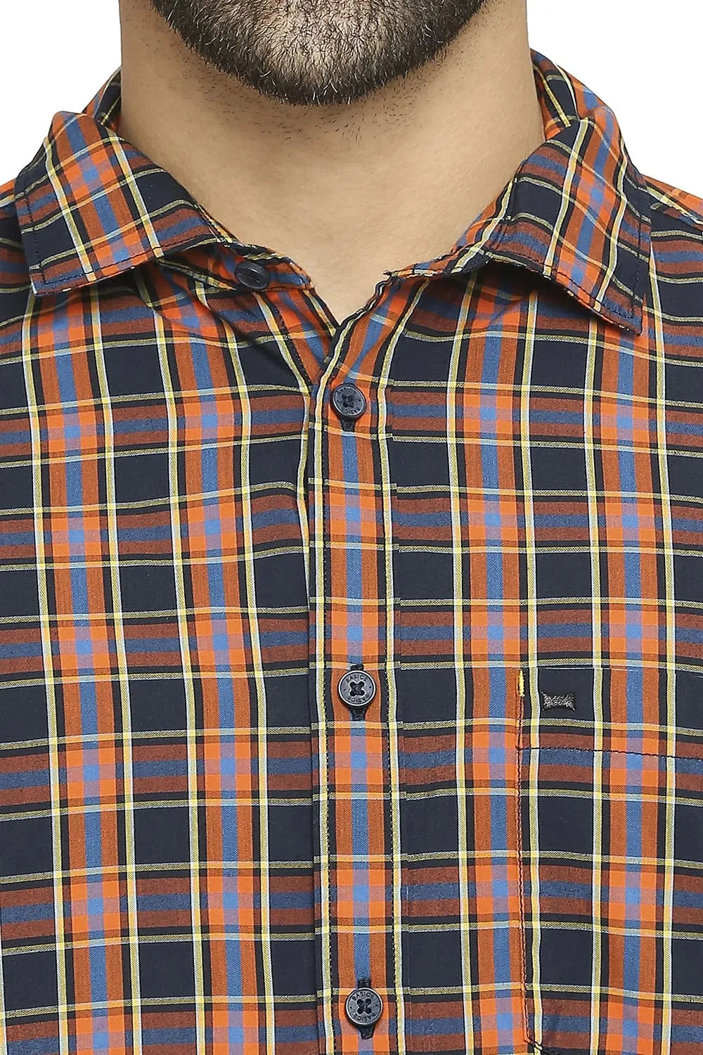 Slim Fit Cotton Polyester Checks Shirt