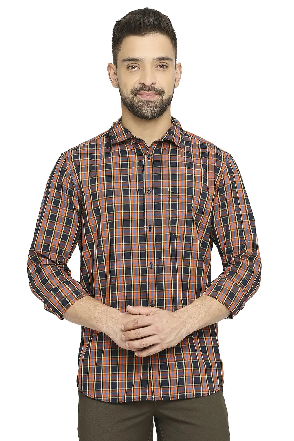 Slim Fit Cotton Polyester Checks Shirt