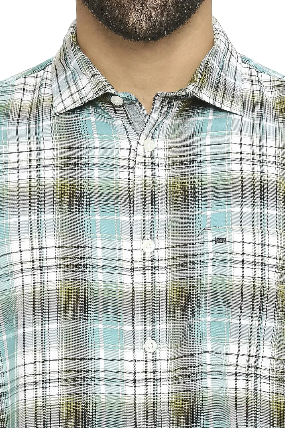 Slim Fit Cotton Polyester Twill Checks Halfsleeves Shirt