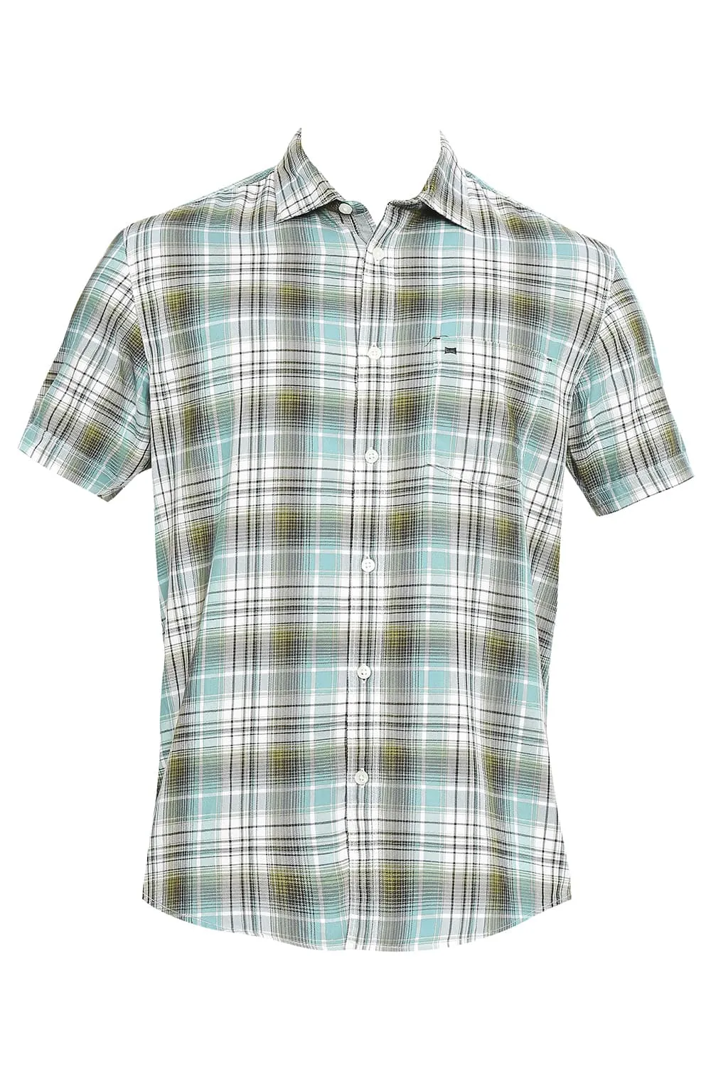 Slim Fit Cotton Polyester Twill Checks Halfsleeves Shirt