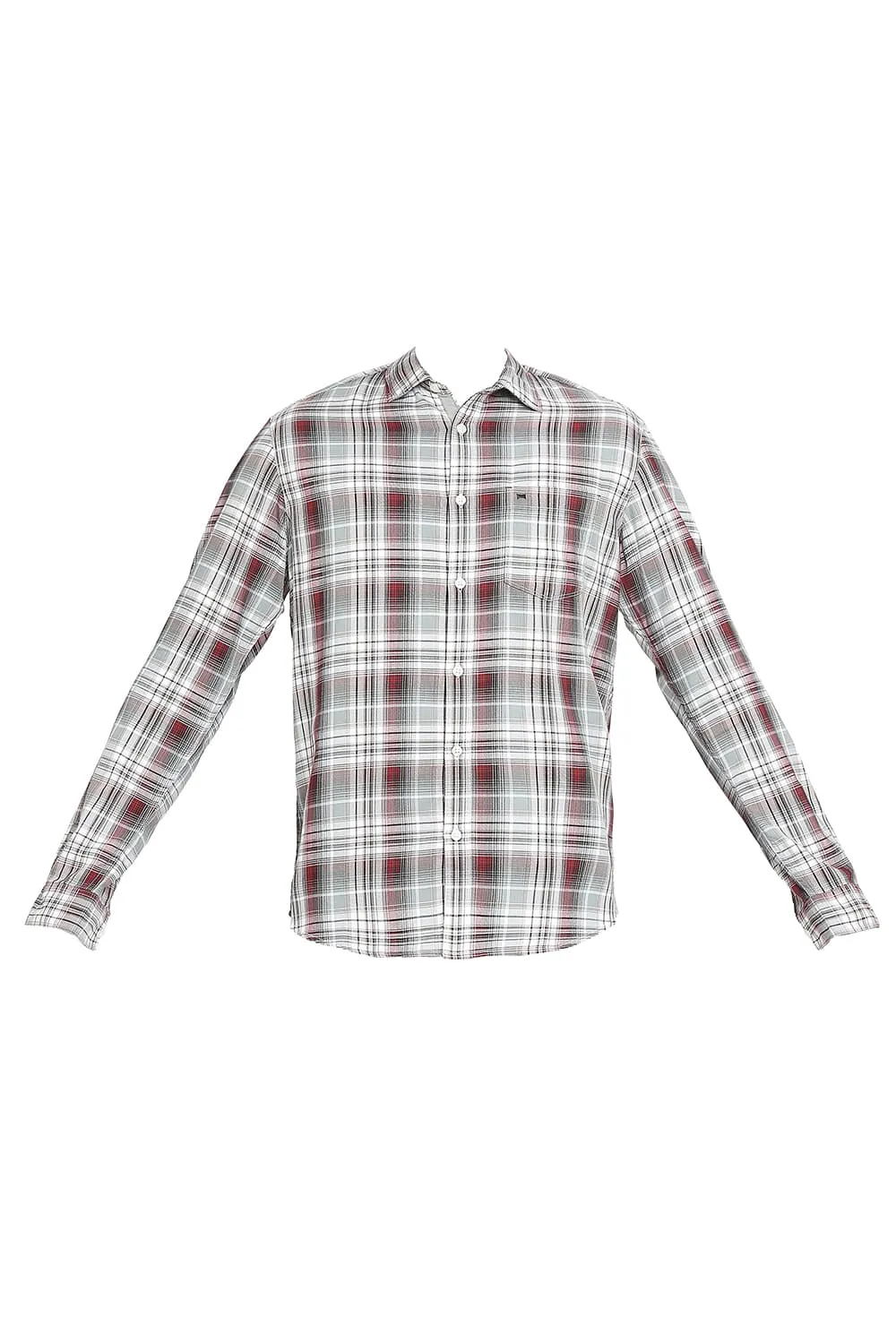 Slim Fit Cotton Polyester Twill Checks Shirt