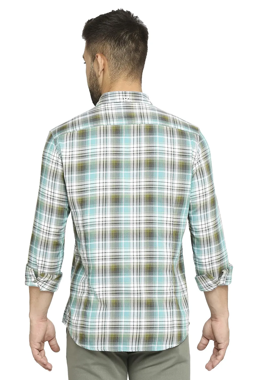 Slim Fit Cotton Polyester Twill Checks Shirt