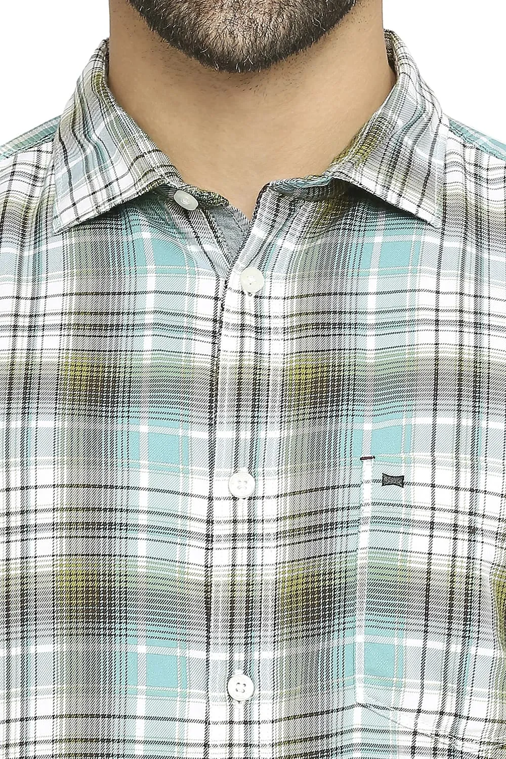 Slim Fit Cotton Polyester Twill Checks Shirt