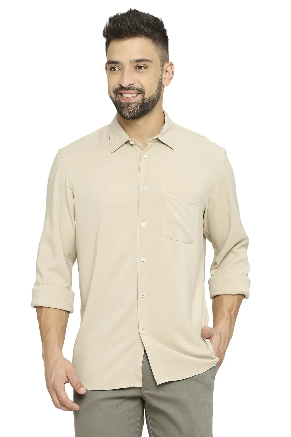 Slim Fit Viscose Polyester Stretch Twill Shirt