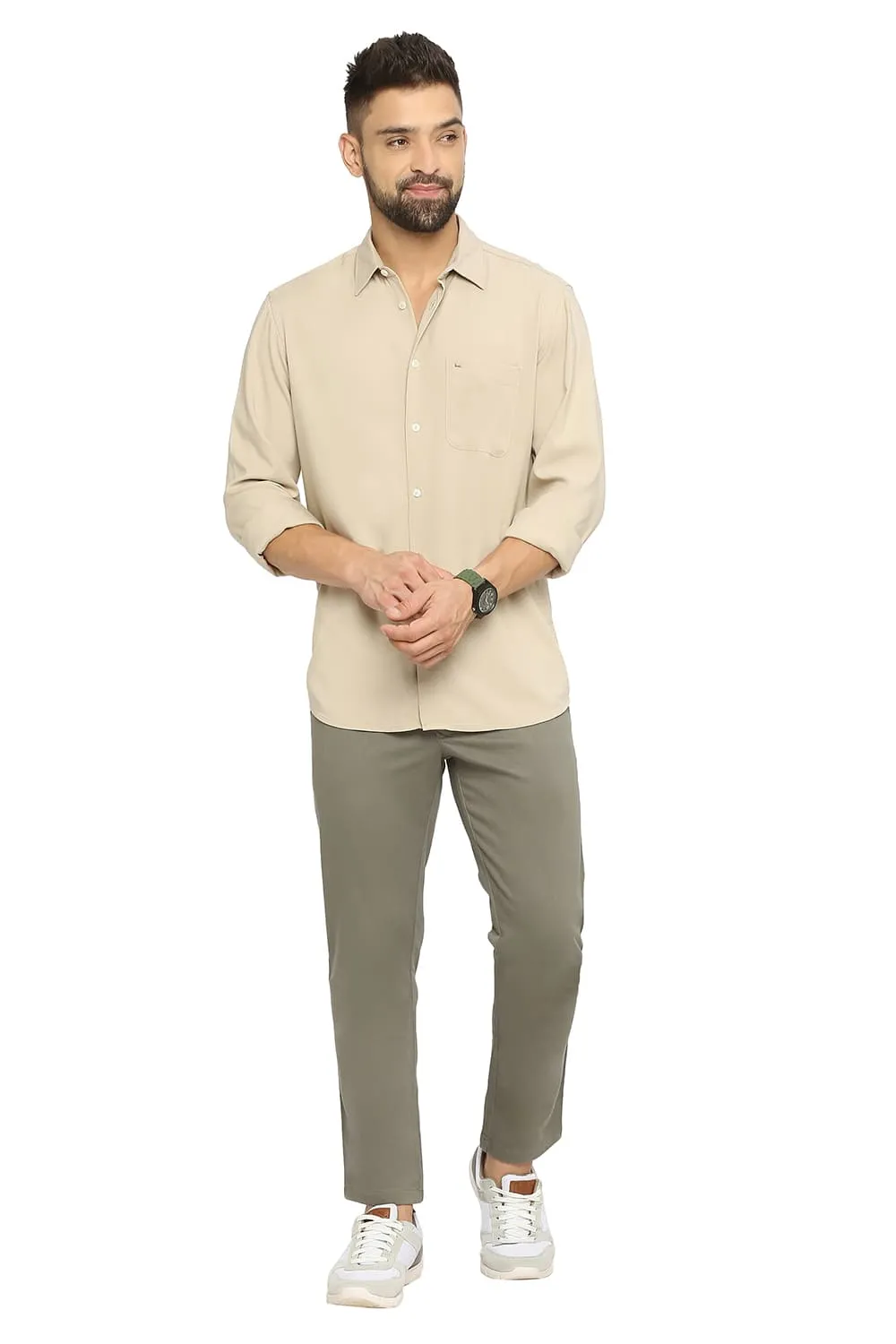 Slim Fit Viscose Polyester Stretch Twill Shirt