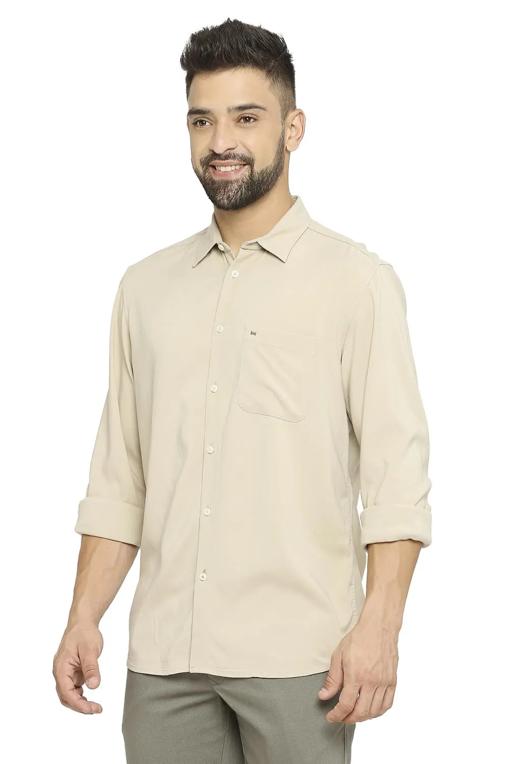 Slim Fit Viscose Polyester Stretch Twill Shirt