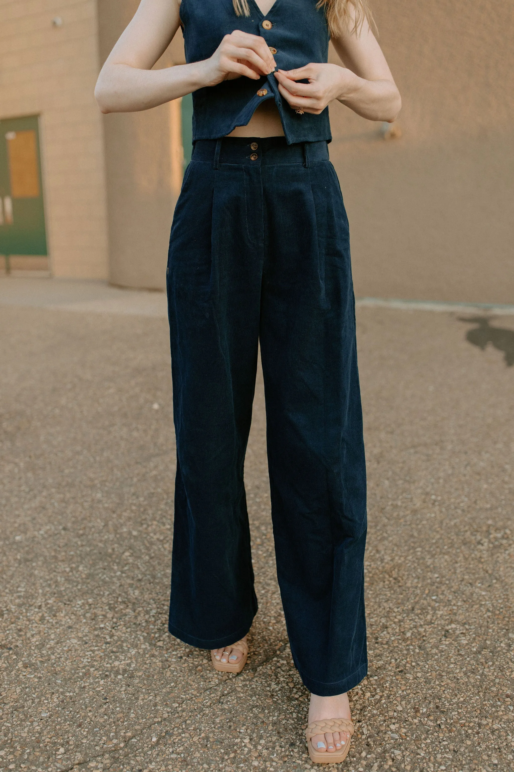 The Philo Corduroy Pant by FRNCH - Marine Blue